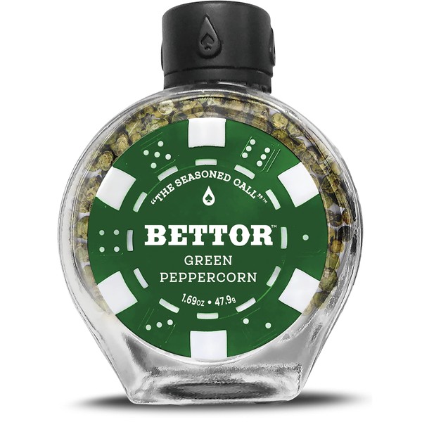 A Bettor Company Poker Chip Verde Peppercorn tamaño de viaje – Pimienta verde entera – Regalos novedosos para jugadores de póquer – Regalos coleccionables para hombres para decoración de cocina – 47,9 g