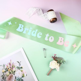 FineCheer Bride to Be Iridescent Sash Disco Themed Bachelorette Party Accessories Margs and Matrimony Margarita Martini Bridal Decorations Bachelorette Sash for Bridal Shower Party Packs Decorations