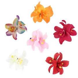Hawaiian Flower Hair Clips, 6 Pcs Cute Hibiscus Hair Clip for Women and Girls, Hawaiian Flowers for Hair, Hawaiian Hair Accessories, Orchid Hair Clip Suitable for Beach Party and So on (6 Color)