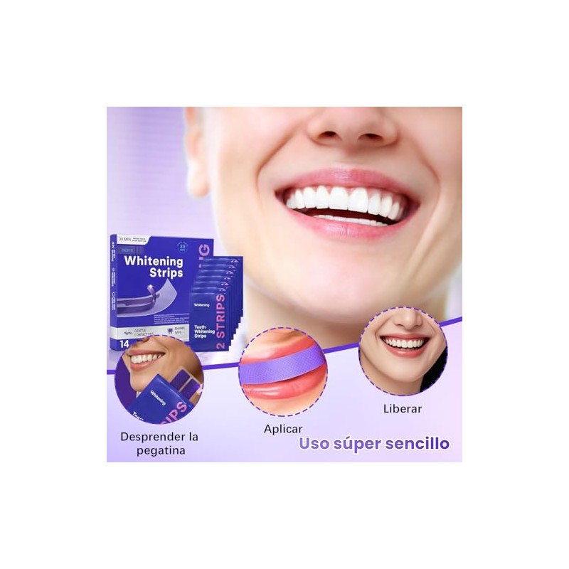 Purple Teeth Whitening Strips Pack Cajas Tabletas Tiras Blanqueadoras Dientes