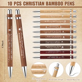 Gueevin 10 Sets Easter Christian Church Gift Bulk Bible Verse Bamboo Pens Religious Bookmarks and Scripture Silicone Keychains Mothers Fathers Day Gifts for Men Women Sunday School Teachers