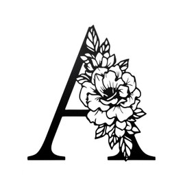 Metal Letters Wall Decor, 11.8 Inch Black 3D Letters, Decorative Hanging Alphabet Signs for Living Room Bedroom Party Wedding (A)