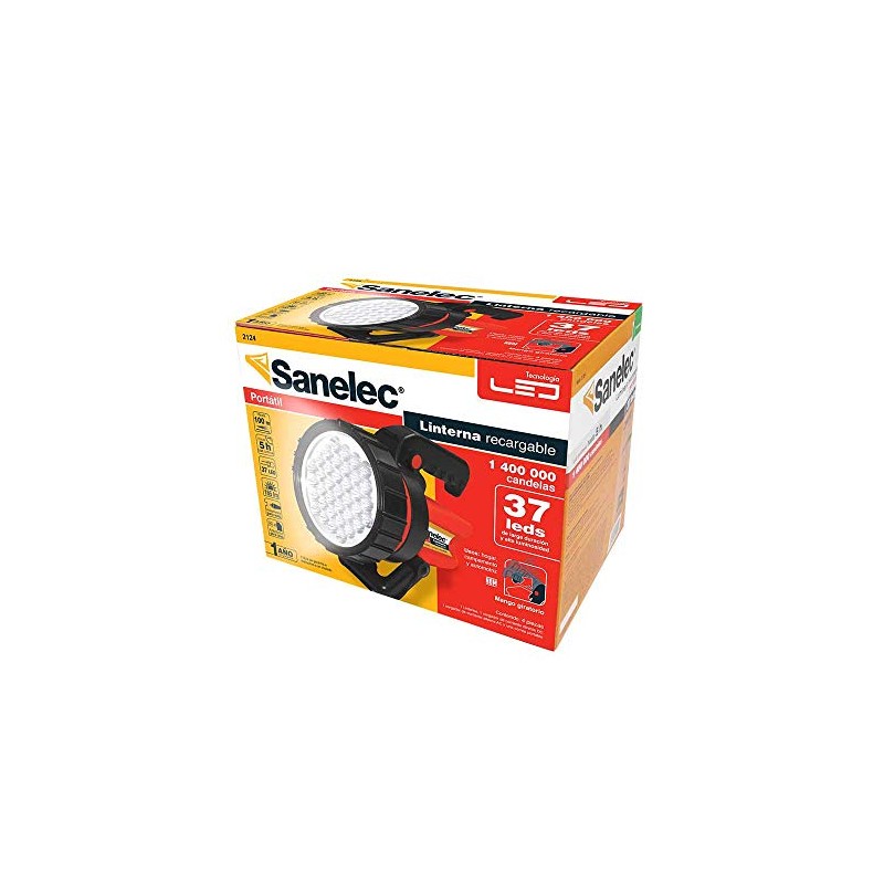 Sanelec 2124 Linterna Recargable con 37 Leds, 185 Lumenes