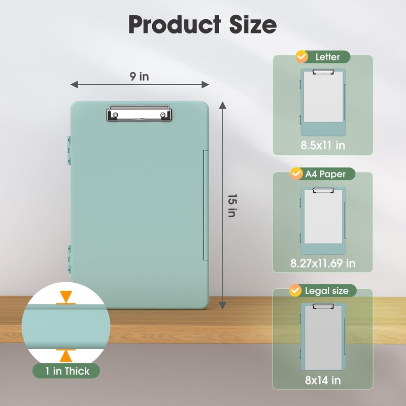 Juvealoe Legal Size Clipboard with Storage, High Capacity 8.5 x