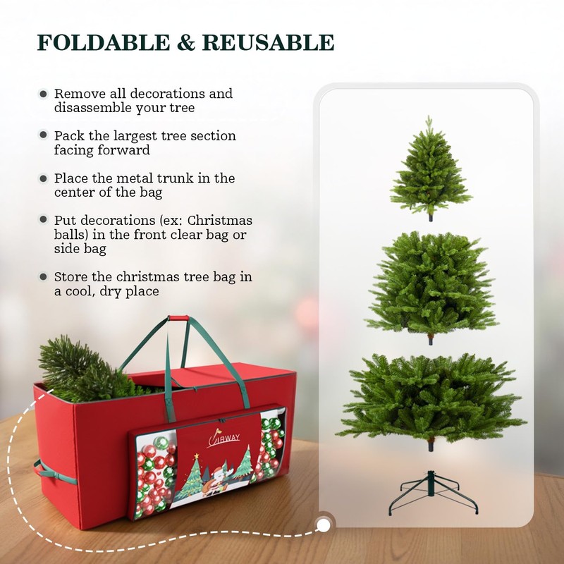 UIRWAY Christmas Tree Storage Bag- Fit for 7.5ft Artificial Trees,