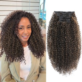 Curly Clip in Hair Extensions for Black Women 6PCS Protein Silk Kinky Curl Hair Extensions, Soft Natural Look, Lightweight, Tangle-Free, Long-Lasting, Easy to Install, Budget-Friendly