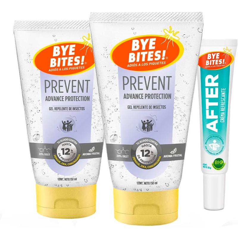 Tripack BYE BITES Repelente de Insectos y Mosquitos 2 Repelentes