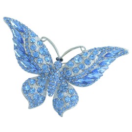 Sindary BZ4538 - Broche de mariposa (9,5 cm, vidrio austriaco) Azul