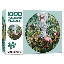 MaxRenard Game 1000 Pieces Jigsaw Puzzle Round Puzzle Toy Animal Party
