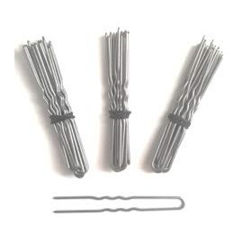 3 Pack Heavy Duty U Shape Amish Hair Pins, Snagless (2.5 Inch Crinkled Silver)