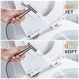 Handbrause Bad Bidet für Bidet Armaturen WC mit G1/2" Ventil und eine G3/8" Toilette Adapte Waschen Edelstahl Duschkopf Windel Dusche Tierbad