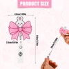 Pink Bow ID Card Holder, Pink, Cute Retractable Badge Holder