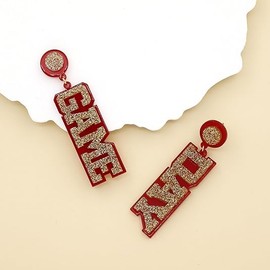 Game Day Acrylic Earrings for Women Cheer Fan Gifts Acrylic Football Earrings Game Day Accessories Team Sports Fan Earrings (Red)