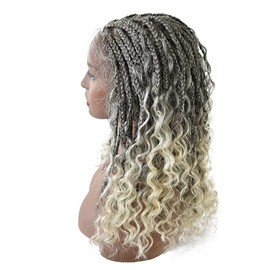 HD Lace Front Braided Wigs For Black Women Knotless Short Bob Dreadlock Braids Wigs For Black Women 14 inches Synthetic hair braiding Wig With Baby Hair Handmade (#1B/613T Black Blonde Ombre)