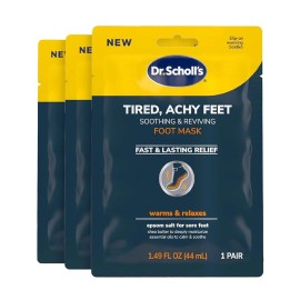 Dr. Scholl's Tired Achy Feet Soothing & Reviving Foot Mask 3 Pair Warming Bootie