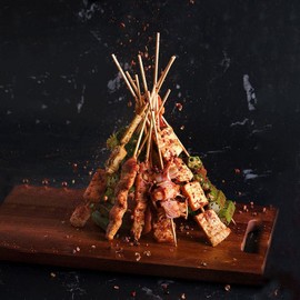 Vilde Wooden Toothpicks Bamboo Wooden Skewers Skewers Barbecue Skewers Long for Meat and Kebab 50 Pieces Set 30 cm