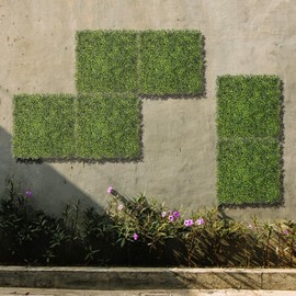 COARBOR 3 Packs 20" x 20" Artificial Boxwood Green Tea Fence Panel Faux Ivy Fence Privacy Topiary Hedge Plant Fence Grass Wall Panels Backdrop for Balcony Patio Outdoor Indoor