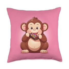 Chubby Fat Monkey Chocolate Lover Funny Animal Design Print Throw Pillow