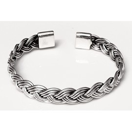 Treasure Bay 925 Sterling Silver Bangle Bracelet Open Cuff Design Braided Details