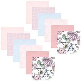 Hudson Baby Unisex Baby Flannel Cotton Washcloths, Vintage Blossom 12 Pack, One Size