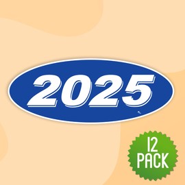 Versa Tags 2025 Oval Model Year Car Dealer Window Stickers Proudly Made in The USA Versa Oval Model Windshield Year Stickers are Red and White in Color Come Twelve (12) to A Pack