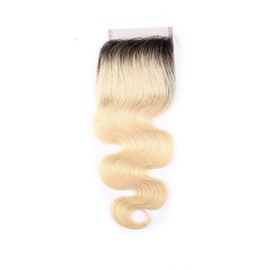 1B/613 Ombre Honey Blonde Body Wave Human Hair 4x4 Lace Closure