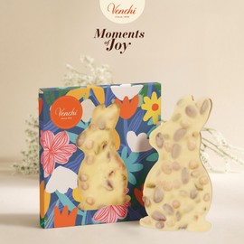 Venchi - Brutto&Buono, Lastra Artigianale di a Forma di Coniglio, Bianco Salato, 160 Gr, con "Nocciola Piemonte IGP", Mandorle e Pistacchi, Senza Glutine, Collezione Primavera Venchi, Idea Regalo