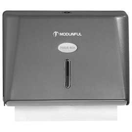 Modunful Paper Towel Dispenser Wall-Mounted Touchless No Drill High-Capacity Z-Fold C-Fold Multifold Hand Towel Dispenser Holder for Bathroom Kitchen Office Commercial Use Two Ways to Unlock(Gray)