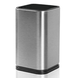 Stainless Steel Kitchen Utensil Holder for Countertop Large Utensil Caddy Organizer Rust Proof & Weighted Base for Stability, Rectangle Utensil Organizer, Cooking Utensil Holder Crock for All Kitchens