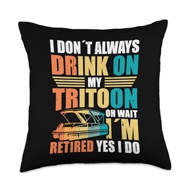 Tritooning Tritoon Boating Captain Tritoon Boat Throw Pillow