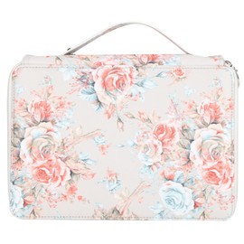 Pencil Case 200 Slots Rose Printed 4‑Layer Zipper Pen Holder Stationery Storage Pocket