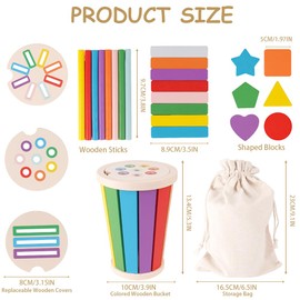 Aolso Wooden Sensory Toy, Montessori Toys Wood Color Sorting Toys, Early Learning Cause and Effect Toy for Colour Recognition and Motor Skills Development, Educational Toy Gift for Ages 1-3（Color）