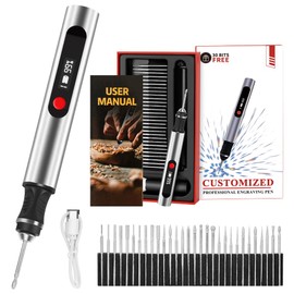 Kaibced Engraving Pen, Ultimate Cordless Engraving Pen for Artists & DIYers - Engrave 60+ Surfaces - Beginner Friendly- 30 Bits & Mastery Guide (Grey)