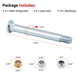 LLPTA Door Hinge Pin and Bushing Repair Kit Compatible With 1994-2004 Mustang 1988-2002 Continental 1982-2011 Town Car 2003-2005 Aviator & Multiple Models Replaces 703-270 38438(4 pins 2 Door)