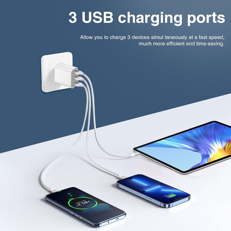 2 Pack USB Wall Charger, 2.4A Dual USB Port Cube