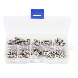 binifiMux 110pcs 10-32 Pan Phillips Screws Hex Nuts Flat Washers Assortment Kit, 1/4" 5/16""3/8""5/8" 1", 304 Stainless Steel