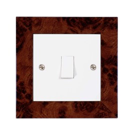 ElekTek Decorative Switch Surround Frame Cover Finger Plate Modena Dark Wood Effects Walnut Gloss