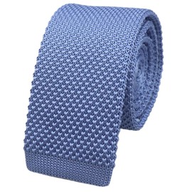 Elfeves - Corbata de punto de color liso para hombre, estilo formal, con punta plana, Azul-cielo, Talla única