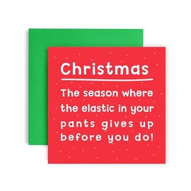 Huxters Christmas Cards for Women Men – Elastic Pants Christmas Happy Christmas Card for him and her Family Christmas Holiday – Dad Mum Brother Sister Auntie Uncle Daughter holiday laughter card
