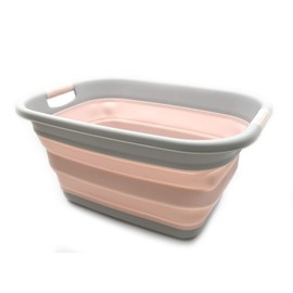 SAMMART 31L (8.1 Gallon) Collapsible Plastic Laundry Basket - Foldable Pop Up Storage Container-Portable Washing Tub-Space Saving Hamper/Basket, Water Capacity: 23L (6 Gallon) (1, Pink)
