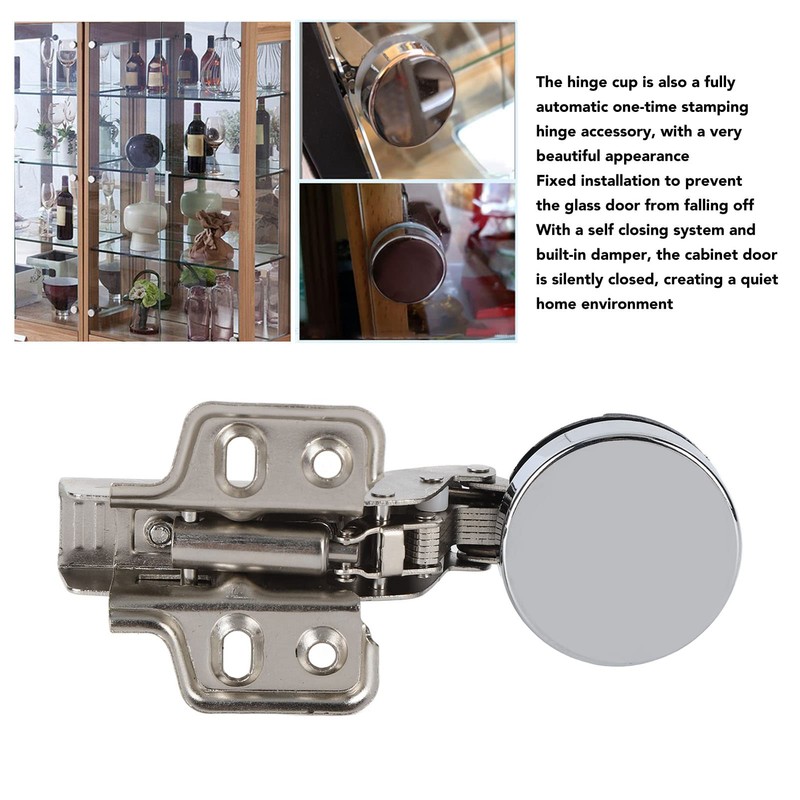 Glass Cabinet Door Hinges, 35mm Cup Size, 4-Hole Design, Large