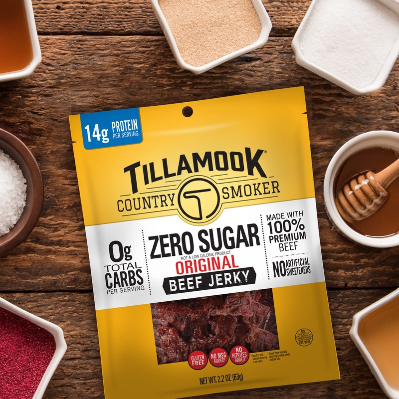 Tillamook Country Smoker Keto Friendly Zero Sugar Beef Jerky, Original,