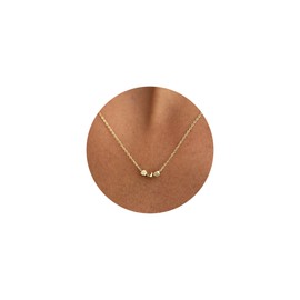 VRIUA Ball Necklace for Women,Dainty Gold Necklace 14k Gold Plated Bead Ball Pendant Necklace Simple Jewelry Everyday for Women