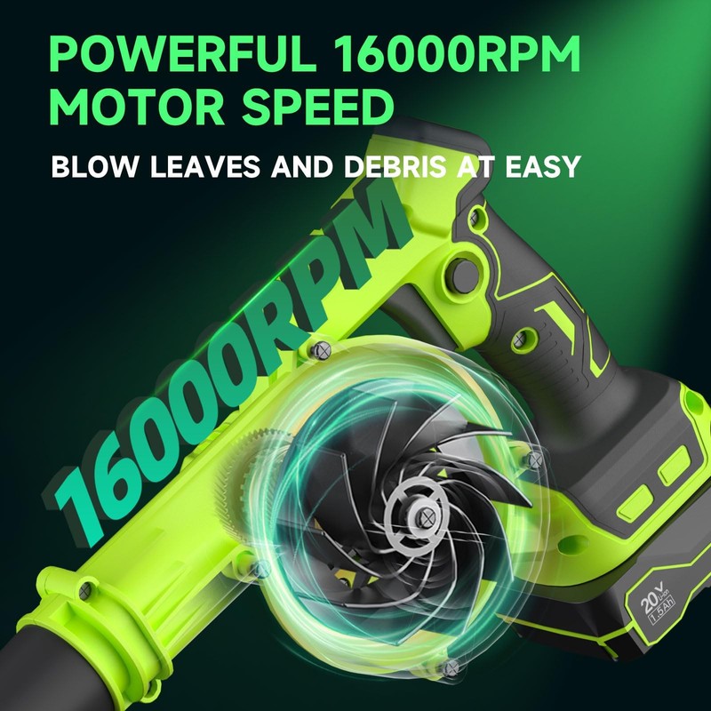 Leaf Blower Cordless with 2 Batteries and Charger, 20V Electric