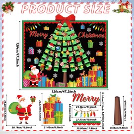 3D Christmas Tree Bulletin Board Decorations for Classroom Santa Claus Christmas Bulletin Board Merry Christmas Winter Paper Cutouts for Kids Christmas Party School Supplies Home Blackboard Decor