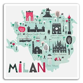 2 x 10cm Milan Map Vinyl Stickers - Italy City Sticker Laptop Luggage #17043 (10cm Wide)