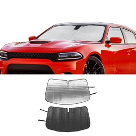 Jimen Compatible with Dodge Charger 2011-2023, Car Windshield Sunshade Front Window Shade UV Reflector Sun Visor