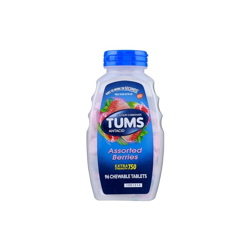 TUMS Extra Strength 750, Berries, 96 Tablets