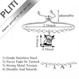 PLITI Highland Cow Bracelet Highland Cow Lover Gift Scottish Cow Gift The Anatomy Of Highland Cattle Gift (Anatomy Cattle bg)