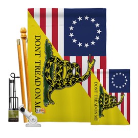 Betsy Ross Dont Tread On Me Garden House Flag - Kit Americana US Historic July Memorial Veteran Independence United State American - Banner Small Yard Gift Double-Sided Made in USA 28 X 40